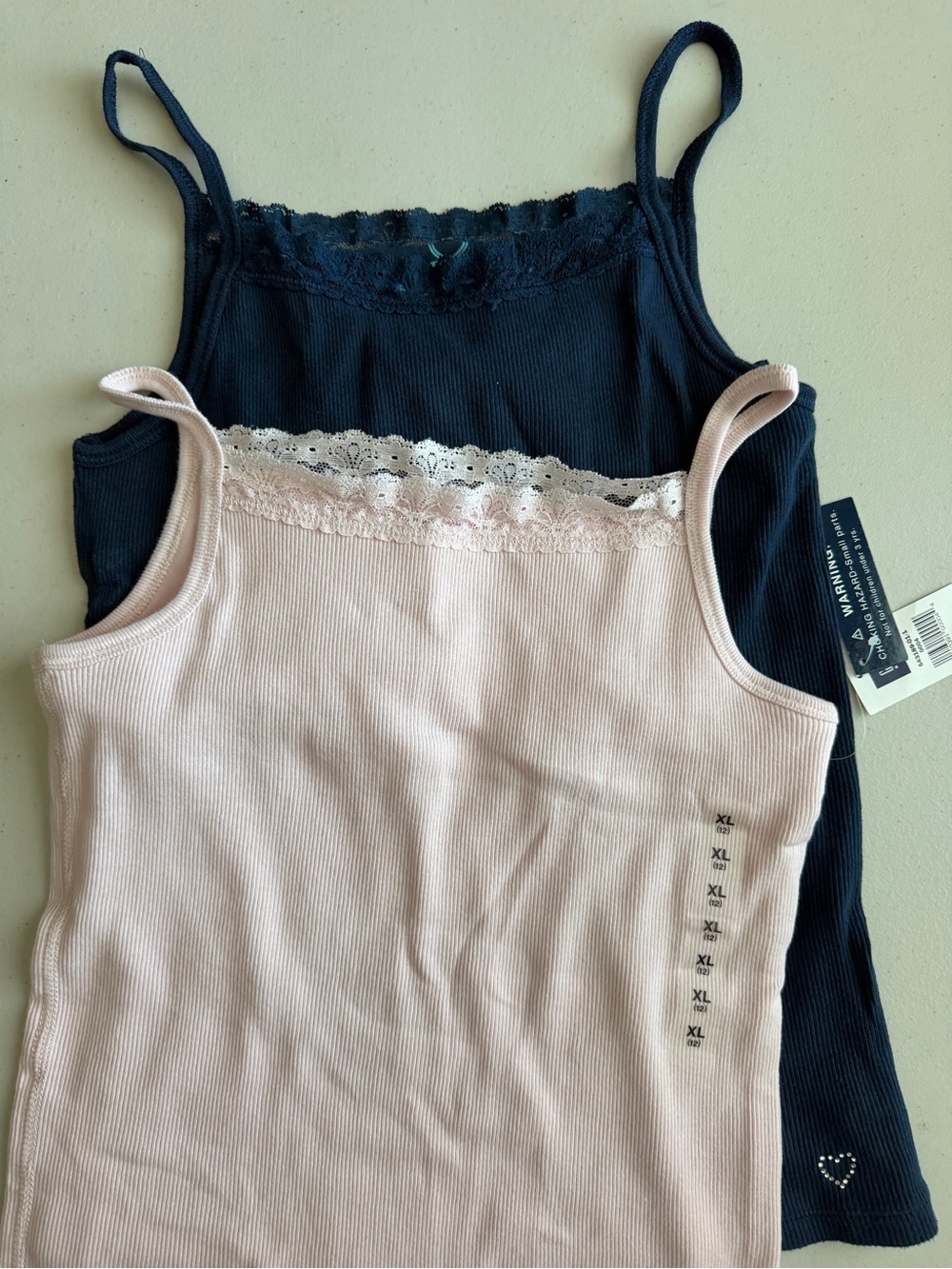 🩷💙GAP KIDS (2) Rib Knit Lace Cami Tops NWT